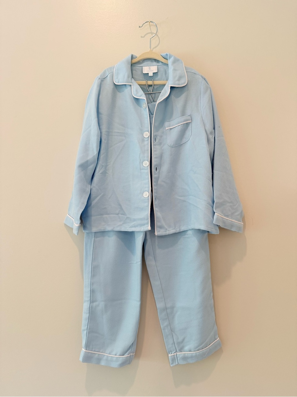 Little English Classic Flannel Pajama Set - Light Blue, 7